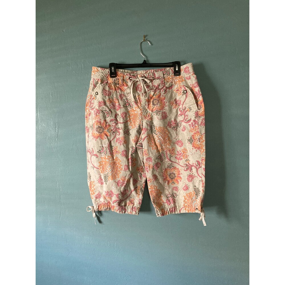Bandolinoblu floral cotton crop pants size 14